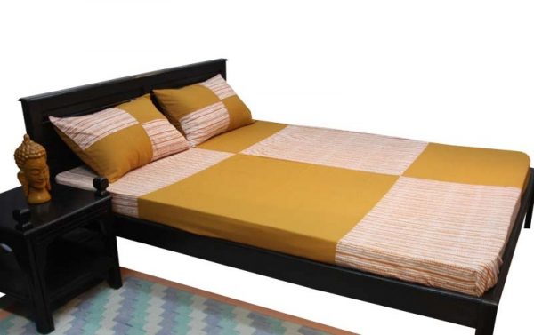 Plain and Check Patch Bed Sheet