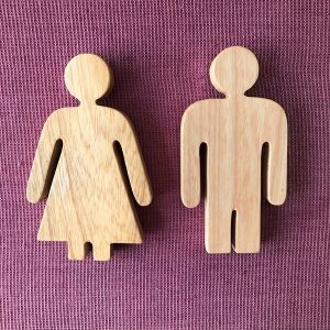 Wooden Men & Women's Restroom Sign Set