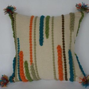Woolen Beaded Colorful Cushion Cover