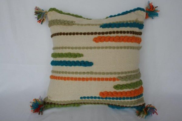 Woolen Beaded Colorful Cushion Cover