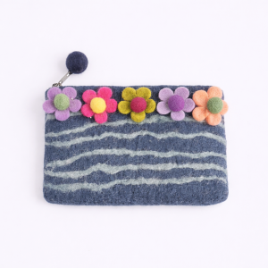 handmade, felt, stripe felt purse