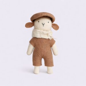 felt, handmade, sheep male straight leg doll