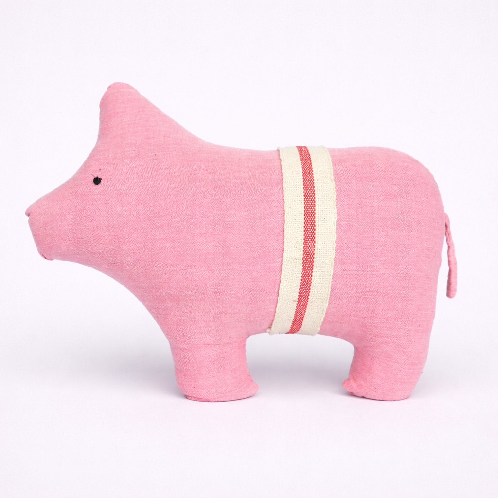 Handmade, cotton pig pillow