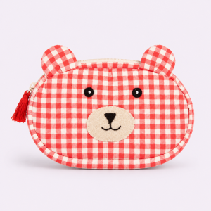 Red Bear Purse, cotton purse, handmade, eco friendly, handmade purse, handmade cotton purse, sustainable, ethical, gifting, wallet