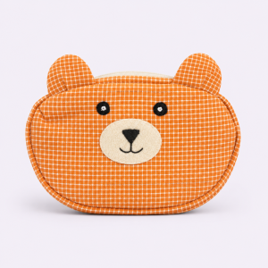 Orange Bear Purse, cotton purse, handmade, eco friendly, handmade purse, handmade cotton purse, sustainable, ethical, gifting, wallet
