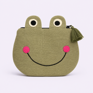 Frog Purse, cotton purse, handmade, eco friendly, handmade purse, handmade cotton purse, sustainable, ethical, gifting, wallet