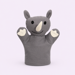 Rhino Hand Puppet, hand puppet, sustainable, ethical, handmade, eco friendly, children, play, educational, gifting