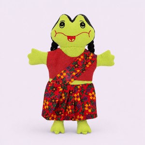 Female Frog Hand Puppet, hand puppet, sustainable, ethical, handmade, eco friendly, children, play, educational, gifting