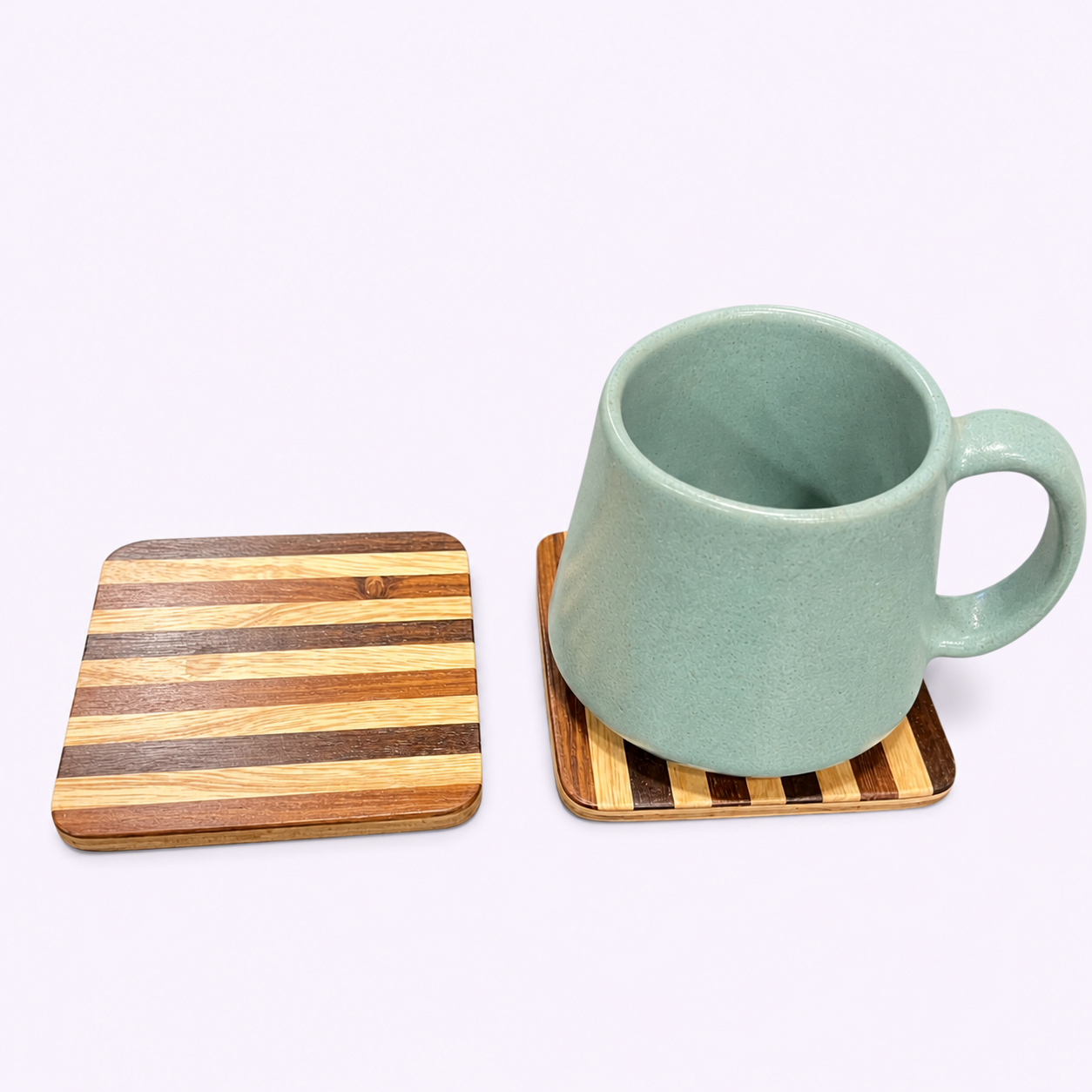Square Stripped Tea Coaster, sustainable, ethical, table accessories, handmade, eco friendly, coffee mugs, dining