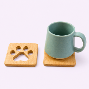 Square Paw Design Tea Coaster, sustainable, ethical, table accessories, handmade, eco friendly, coffee mugs, dining