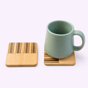 Square Half Stripped Tea Coaster, sustainable, ethical, table accessories, handmade, eco friendly, coffee mugs, dining