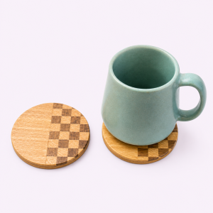 Circle Half Checkered Tea Coaster, sustainable, ethical, table accessories, handmade, eco friendly, coffee mugs, dining