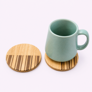 Circle Half Stripped Tea Coaster, sustainable, ethical, table accessories, handmade, eco friendly, coffee mugs, dining