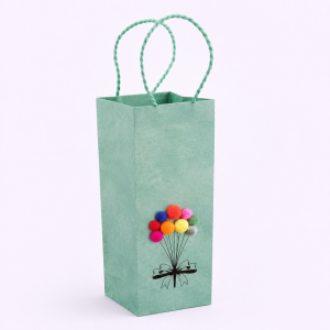 Felt Balloon Design Wine Bag, handmade, ethical, sustainable, eco friendly, wine bag, gifting