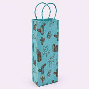 Cactus Design Wine Bag, handmade, ethical, sustainable, eco friendly, wine bag, gifting