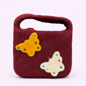 Butterfly Patched Felt Purse, felt purse, handmade purse, handmade felt purse, sustainable, ethical, eco friendly, handmade, gifting, wallet