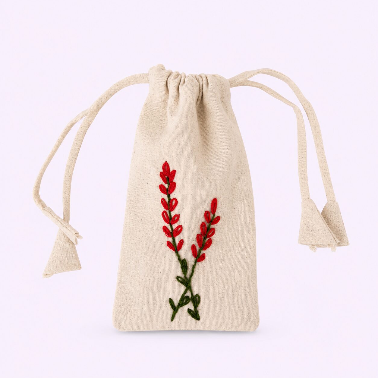 Wheat Embroidered Glass Holder Pouch