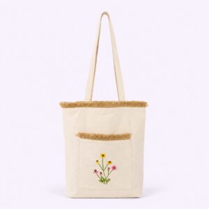 Freedom Tote Bag With Jute Fringe, handmade, handmade in nepal, handcrafted, sustainable, sustainable living, ethical, gifting, eco friendly, bag, tote bag