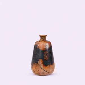Handmade Saggar Raku cone bottle vase from Nepal, gift flower vase