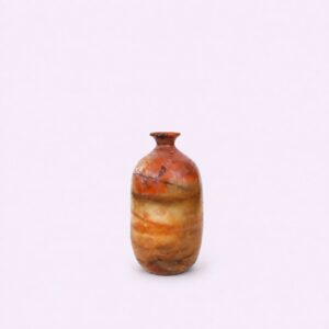 Handmade Saggar Raku rounded bottle vase from Nepal