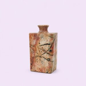Ceramic tower flower vase with Saggar Raku finish