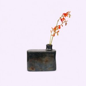 Handmade Luster Raku rectangular flask vase from Nepal