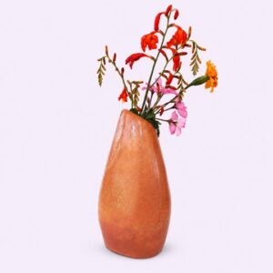 Handmade Raku bud shaped vase from Nepal