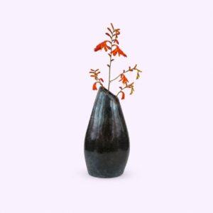 Handmade Luster Raku bud shaped vase from Nepal
