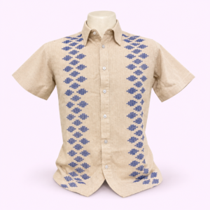 Handwoven dhaka shirt nepal, natural, cultural.
